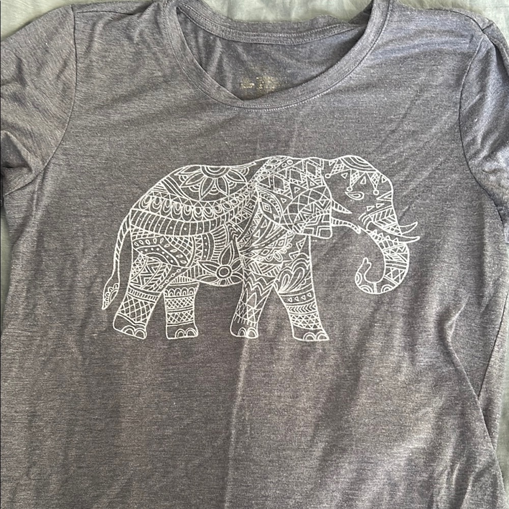 Gray T-Shirt with White Elephant Design
